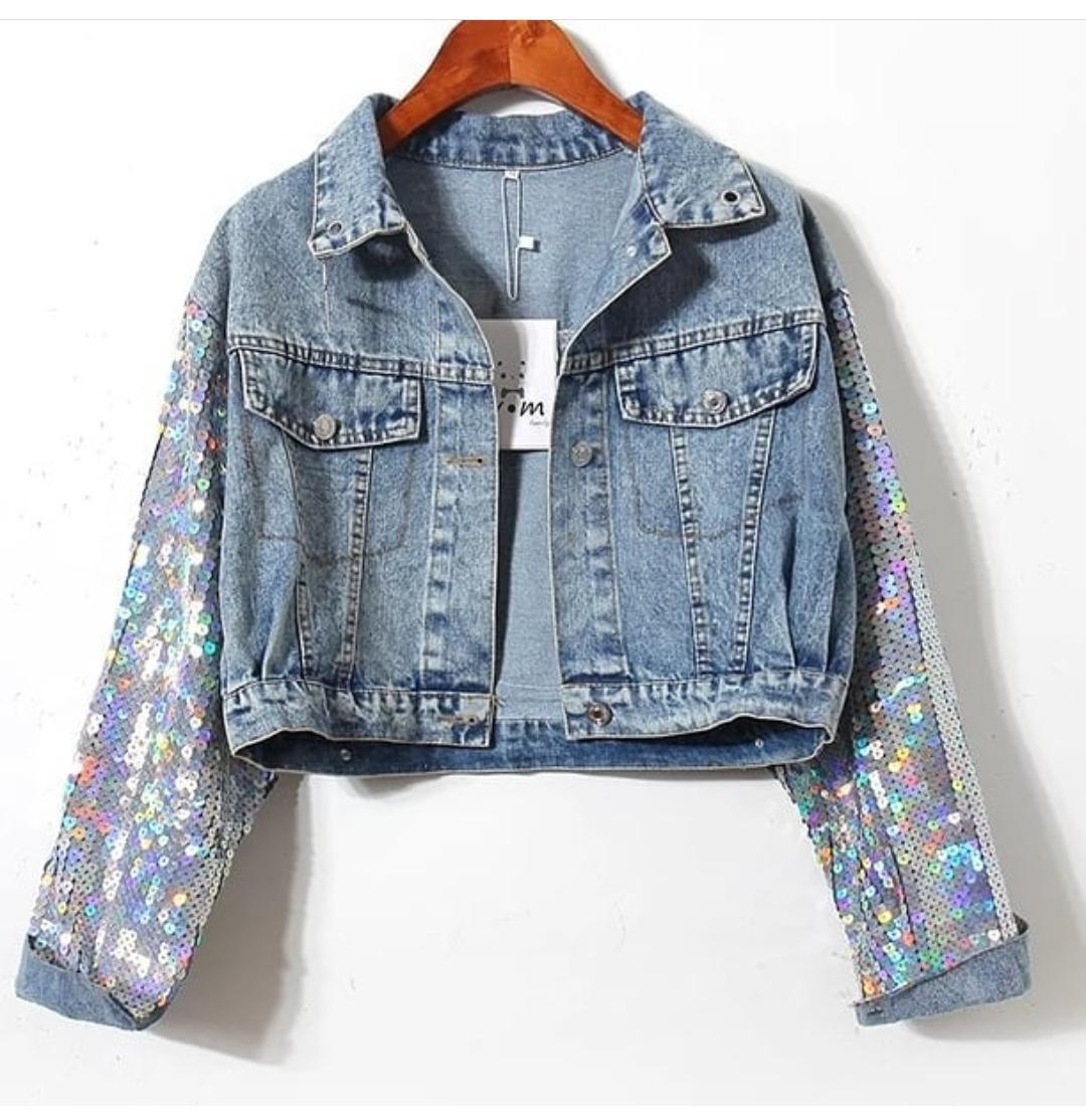 Statement Sequined Unicorn Jacket in Blue