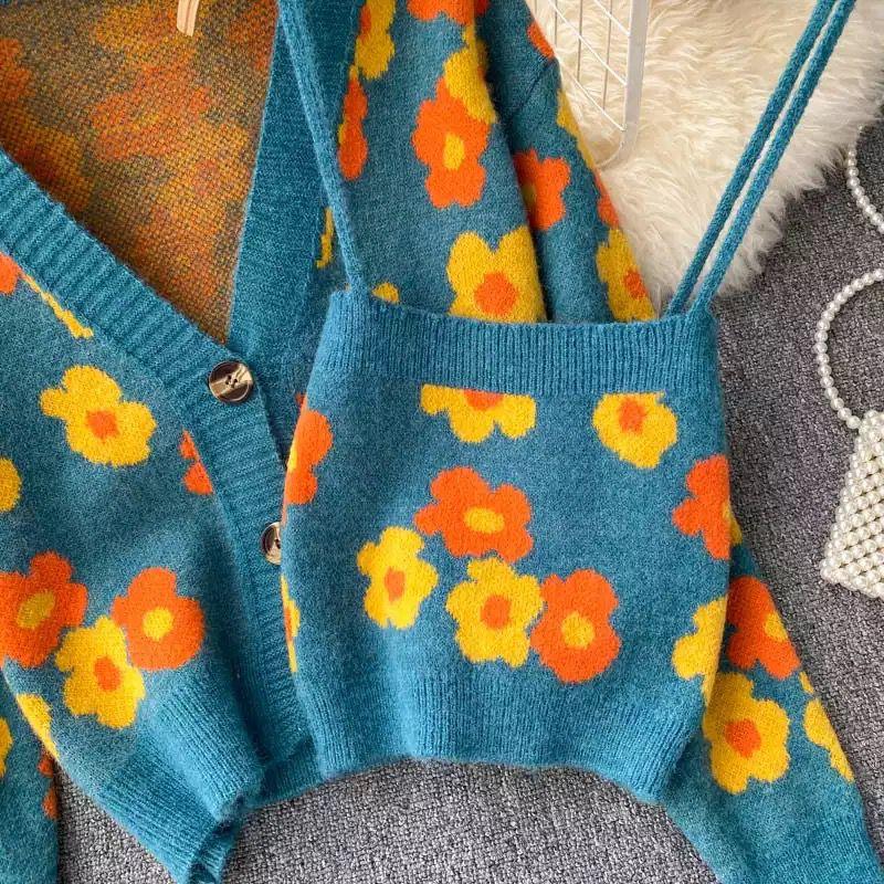 Evelyn Sweater Set In Teal Blue