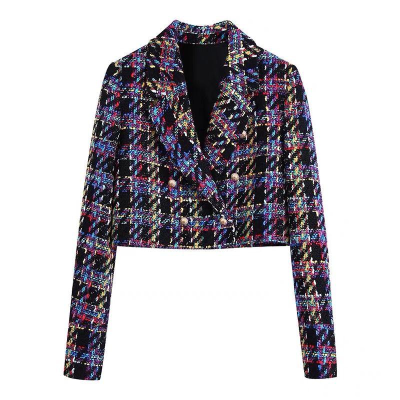 Olga Cropped Tweed Blazer In Black