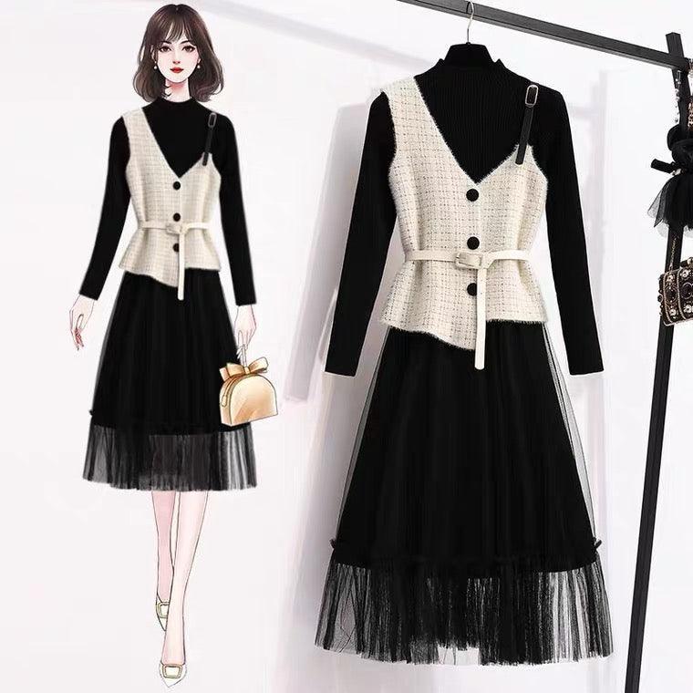 Leister Dress and Cape In Black