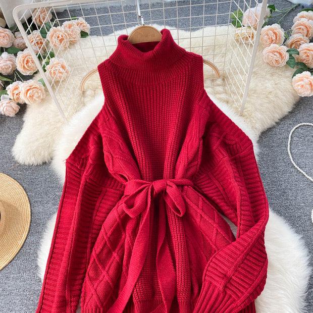 Labea Cold Shoulder Sweater In Red