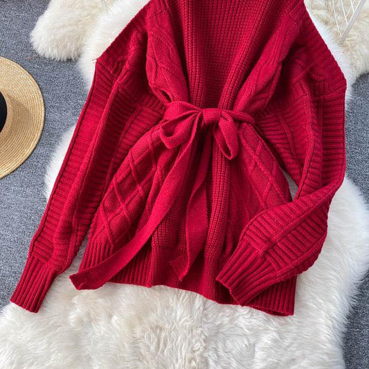 Labea Cold Shoulder Sweater In Red